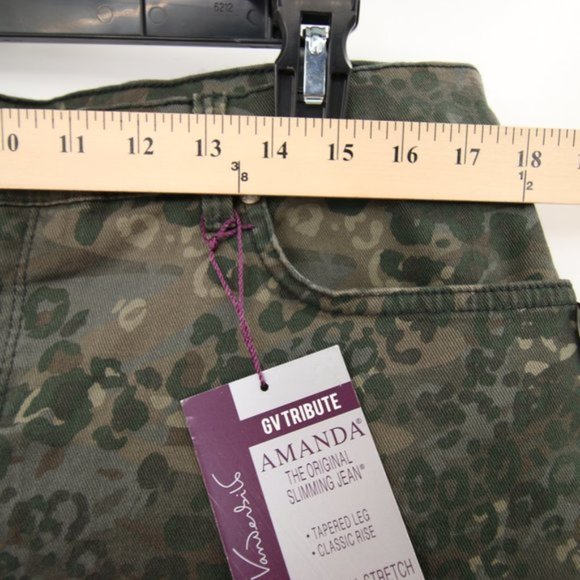 Gloria Vanderbilt Green Camouflage Pants Slimming Stretch Jeans Size 16 NWT - Picture 8 of 12